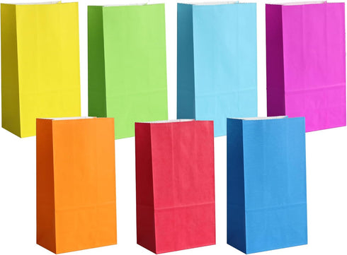 KEYYOOMY Small Bright Color Paper Bags, Rainbow Party Favor Bags (24 CT, 4.7 x 2.4 x 8.7 In)