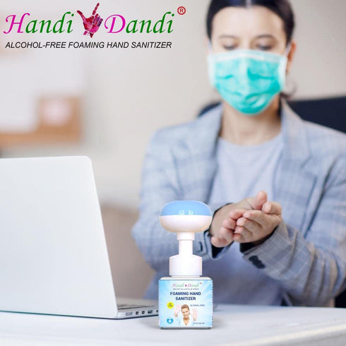 HANDI DANDI 99.9% MOISTURIZNG ALCOHOL-FREE FOAMING HAND SANITIZER w/FLOWER PUMP TOP, Kills Of Germs On Hands, Made