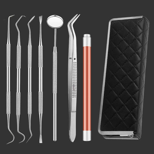 Dental Tools, 7 Pack Teeth Cleaning Kit, Tartar Plaque Remover, Stainless Steel Dental Mirror, Tooth Scraper