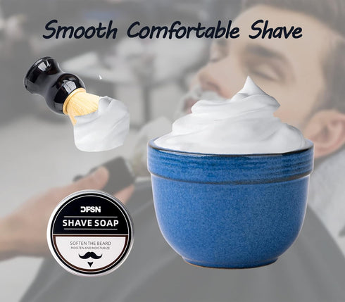 Shaving Brush and Bowl Kit, Straight Razor Shaving Set with Cup, Brush, Razor Stand, and Soap