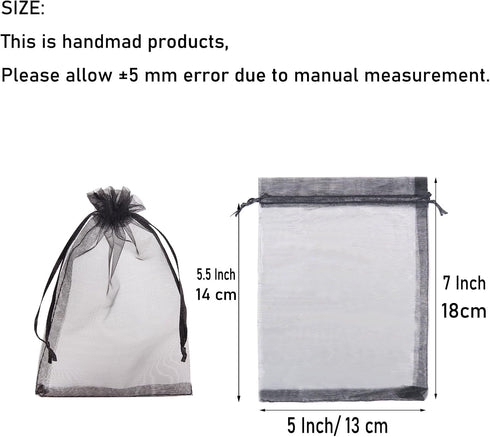 Tendwarm 50PCS Organza Gift Bag - 5X7 Inches Drawstring Favor Pouches for Jewelry Candy