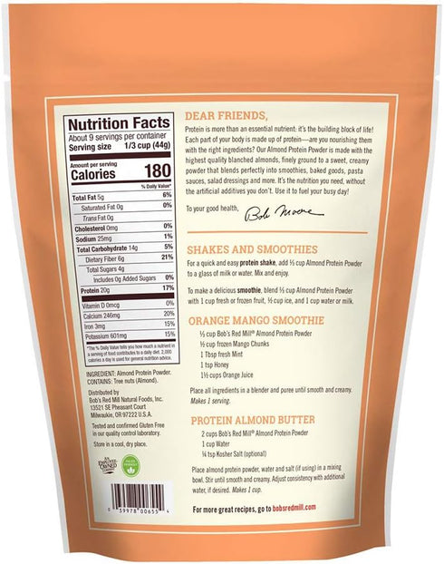 Bob's Red Mill Gluten Free Almond Protein Powder 14 oz (Pack of 1)