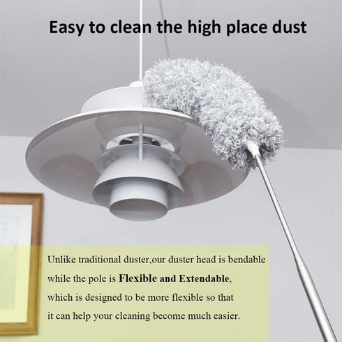DELUX Extendable Microfiber Feather Duster with 100 Inch Long Pole, Bendable Head & Long Handle for Cleaning