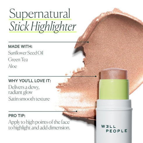 Well People Supernatural Stick Highlighter, Vegan & Cruelty-free, Highlight Stick for Hydrated Dewy Skin (Rose Glow)