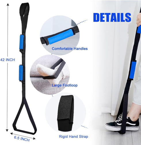 42 Inch Leg Lifter, Mobility Aid for Disabled and Elderly, Large Foot Loop for Hip Replacement Recovery