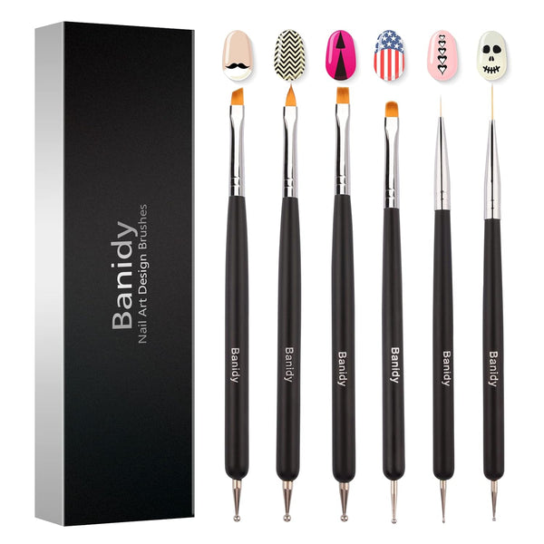 Nail Art Brushes Dual-Head Pen Painting Set, Gel Nail Art Design Tools Include Nail Extension Gel Brush, Liner Brush,
