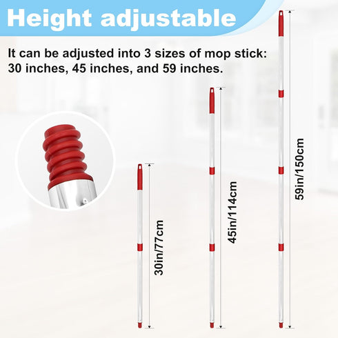 Hezane 4-Section 30-to-58 inch Mop Handle for Ocedar,Spin Mop Replacement Handle Compatible with O Cedar, American