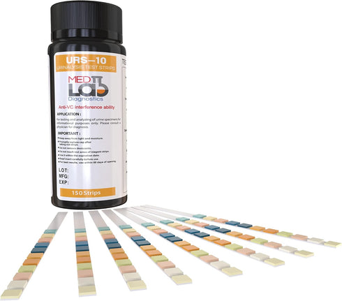 10 Parameter Urine Test Strips for Urinalysis (150 Count) in Sealed Pouches, Tests for Ketosis, pH, Protein & More