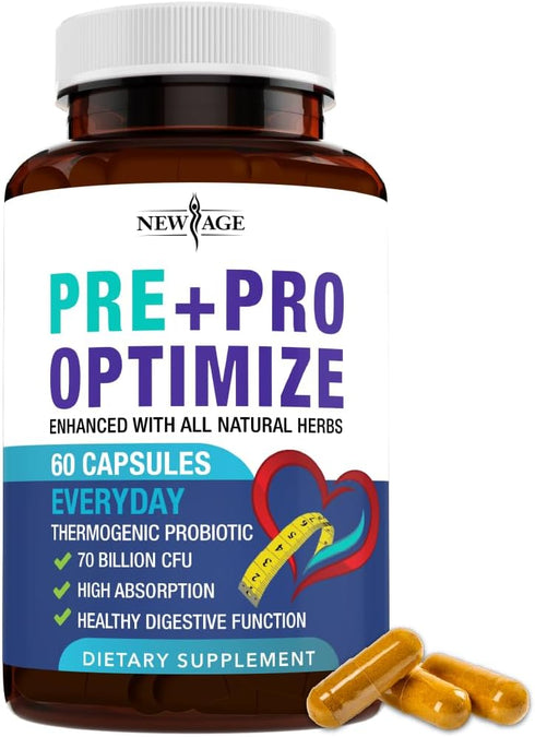NEW AGE Pro Optimize Probiotics for Women, Menopause, Digestive Health, Relief for Bloating, Hot Flashes (60 Pack)