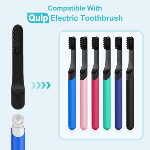 4-Count Black Electric Toothbrush Replacement Heads, Compatible with Quip, Adult Refill Brush Heads