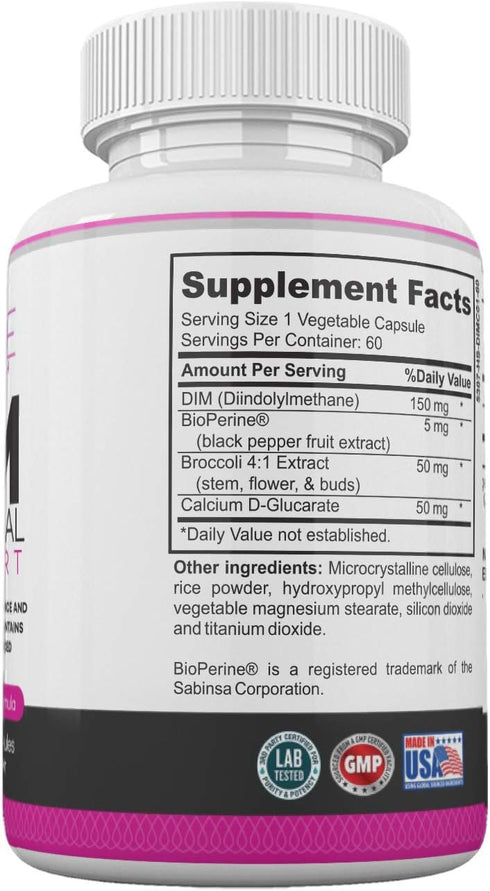 LADYME WOMEN'S HEALTH 150mg 60 DIM Complex Hormonal Support Menopause Relief Supplement for Hot Flashes & Hormonal Acne