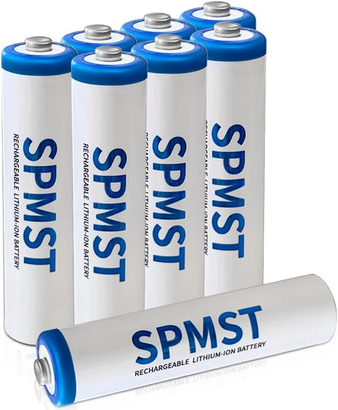 SPMST Rechargeable AAA Lithium Batteries 8 Pack,1200mWh 1.5V Tripe a Batteries Lithium, 1600