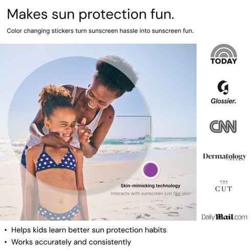 SpotMyUV UV Detection Stickers for Sunscreen, Patented Dermatrue SPF Sensing Technology, 32 Count