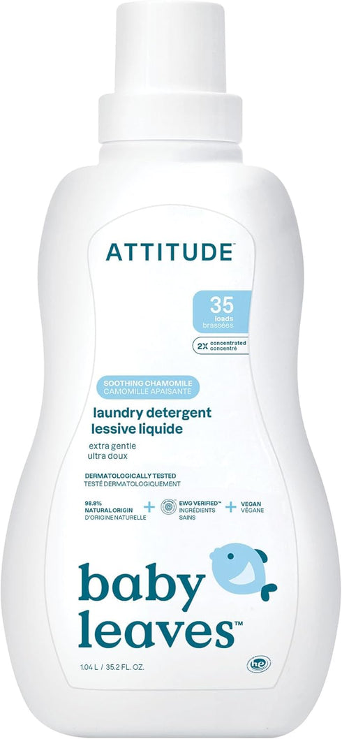 ATTITUDE Baby Laundry Detergent, EWG Verified, 35 Loads, 35.5 Fl Oz, Plant and Mineral-Based, Soothing Chamomile
