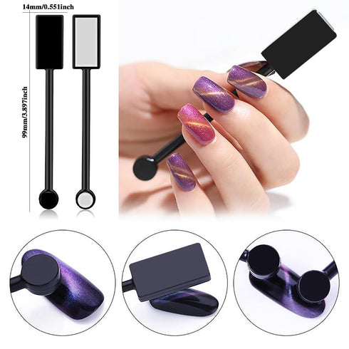YECIRALA 15 Pieces Nail Magnet Tool Set for Cat Eye Nail Polish, Double Ended Magnet Wand for DIY Gel Polish