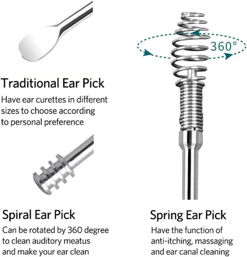 Ear Wax Removal Kit for Adults and Kids, One-Piece Ear Picker Design, Ear Cleansing Brush with Storage Box (White)