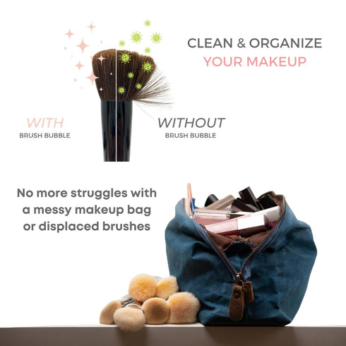 silicone makeup brush holder travel case- A storage & makeup bag organizer for brush sets & makeup tools to protect make up accessories & bag, Khaki (7.8 * 3.15 * 1")