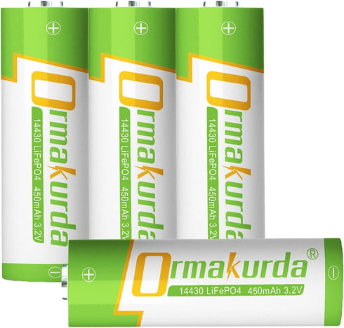 14430 Lifepo4 Solar Battery, 3.2V Rechargeable Batteries for Solar Lights, 4 Pack