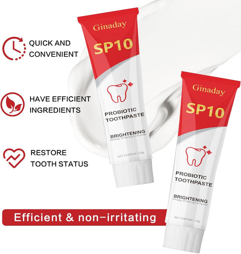 JISKG SP10 Probiotic Whitening Toothpaste, Deep Cleaning Care Remove Yellow Tooth Stains, with Probiotic Oral Health