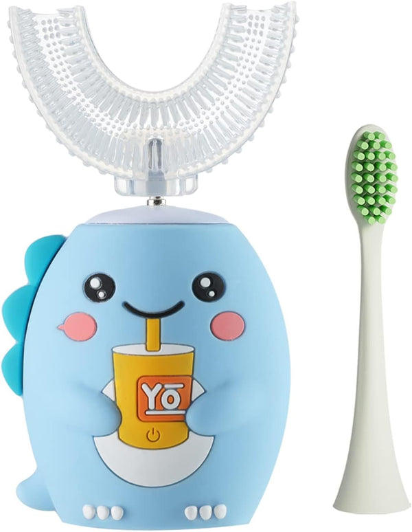 Kids Electric Toothbrush, U Shaped Ultrasonic Rechargeable Toothbrush with Smart Timer, 6 Modes, IPX7 Waterproof, Blue