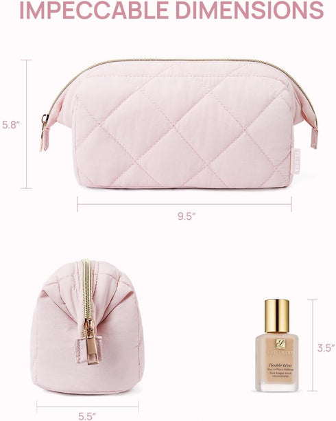 Telena Puffer Makeup Bags for Women - Nylon Puffy Makeup Organizer Case, Travel Essentials
