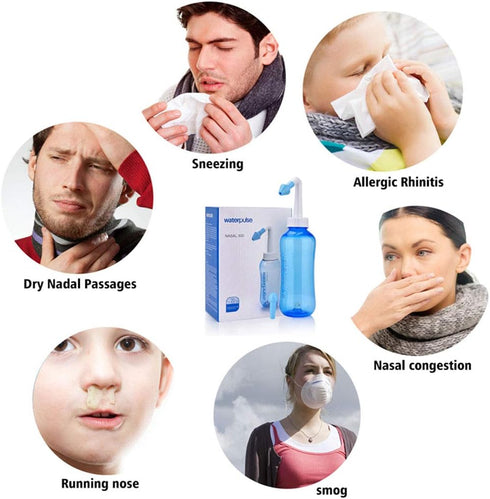 Carllg Neti Pot - Nasal Irrigation Wash Bottle with Sinus Rinse Salt for Adult & Kid (300ml with 30 Salt Packets)