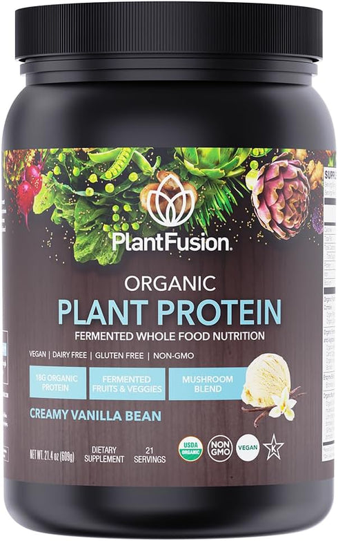 SOTRU Organic Vegan Protein Powder, Vanilla, 18.5 oz, 21 Servings, Plant Based with Superfoods
