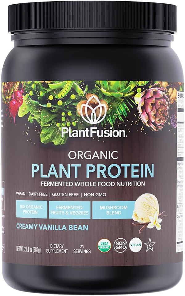 SOTRU Organic Vegan Protein Powder, Vanilla, 18.5 oz, 21 Servings, Plant Based with Superfoods