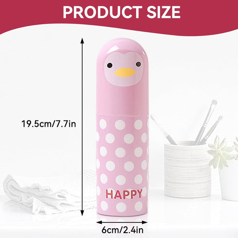 Travel Toothbrush Case, Cute Portable Toothbrush Holder with Cover for Camping, Home, School, Business (Pink)