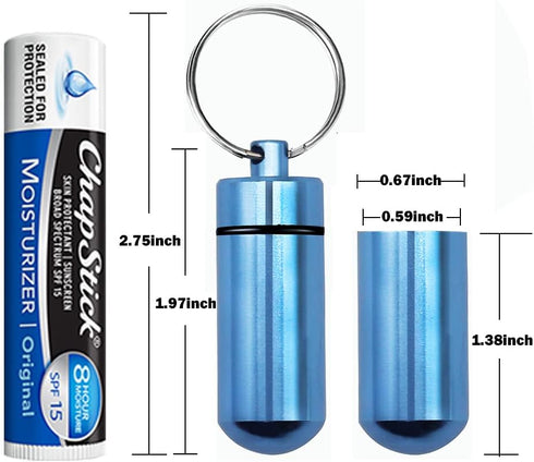 EFFIET 5 Packs Mini Keychain Pill Holder Fob, Waterproof Portable Tablets Container Case for Outdoor Camping