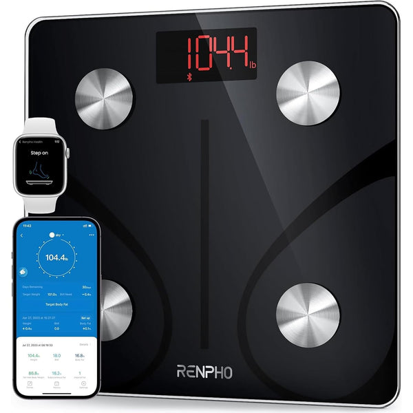 RENPHO Body Weight Scale 500 lbs - Smart Bathroom Scale with 12 x 12 inches Ultra Wide Platform, LED Display, Health