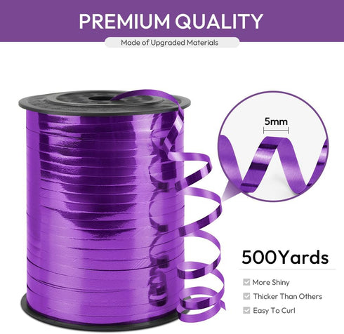 Purple Curling Ribbon, 1/5" Wide x 500 Yards Christmas Curling Ribbons for Gift Wrapping, Party Decoration, Balloon String, Hair, Ribbons for Florist Flower (1 Roll) by KMER LIFE