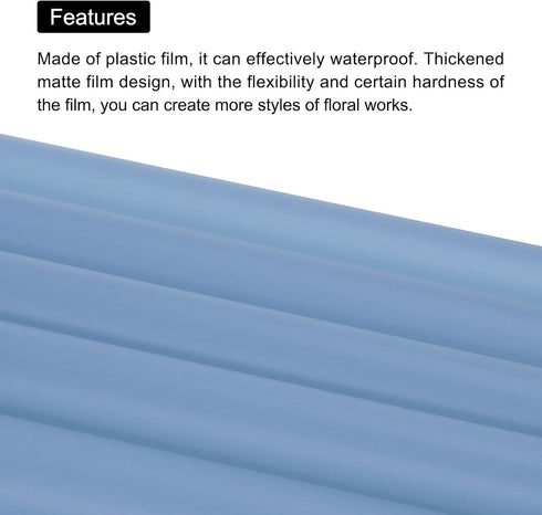 MECCANIXITY 20 Pcs Gold Edge Flower Wrapping Paper, Sky Blue 22.8x22.8 Inch Waterproof for Florist Bouquet DIY Crafts