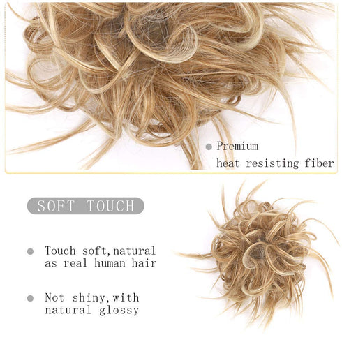 HMD Tousled Updo Messy Bun Hair Piece Hair Extension with Elastic Rubber Band, Synthetic Hair Extensions for Women