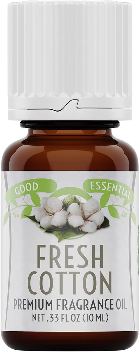 Good Essential - Fresh Cotton Fragrance Oil 0.33 fl oz for Laundry, Soap Making, Candle Making, Diffuser, Dryer Balls,