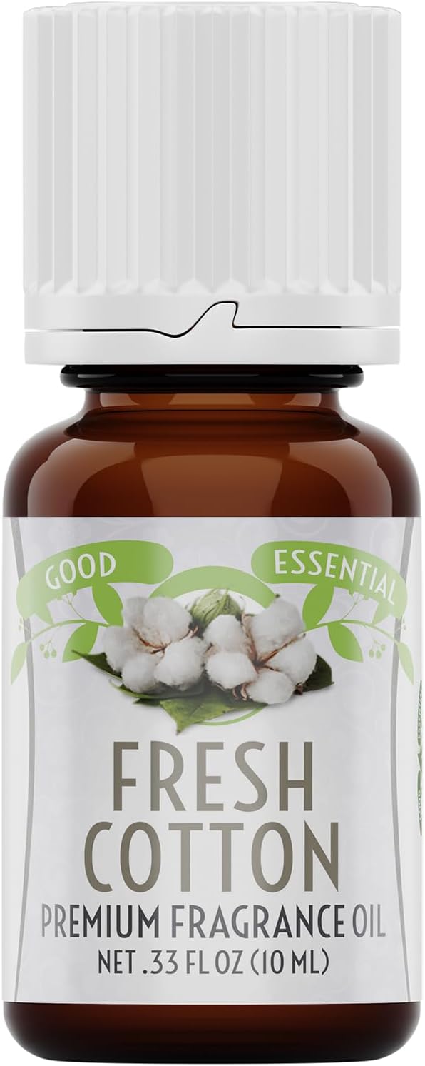 Good Essential - Fresh Cotton Fragrance Oil 0.33 fl oz for Laundry, Soap Making, Candle Making, Diffuser, Dryer Balls,