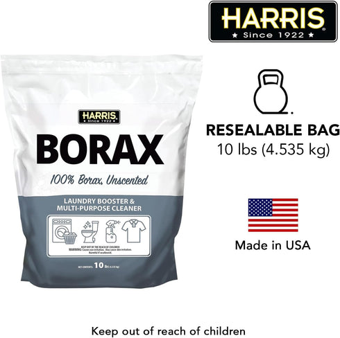 HARRIS 10lb Borax Powder Hard Water Laundry Booster and Multi-Purpose Cleaner, (Unscented)