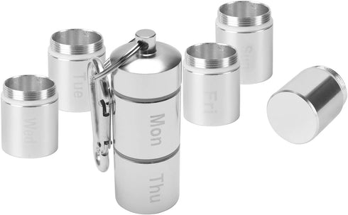 Ufurty 7 Rely2016 (1) Weekly Pill Fob, Aluminum Alloy Waterproof Pill Cases Box Dispenser Travel Pill Box Days Printed