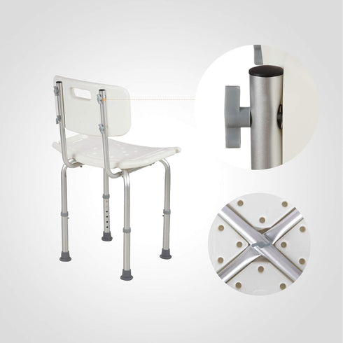 Mecor Adjustable Medical Shower Chair Bath Tub Seat Bench Stool Detachable Backrest