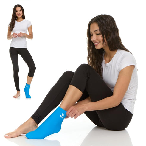 Pack 360 FOMI Hot Cold Full Foot and Ankle Solid Gel Ice | Premium Comfort Degree Cooling Compression Wrap for Plantar