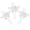 Wedding Hair Pins (3 Pcs) - Elegant Pearl Floral Crystal Accessories for Bridal Women, Silver
