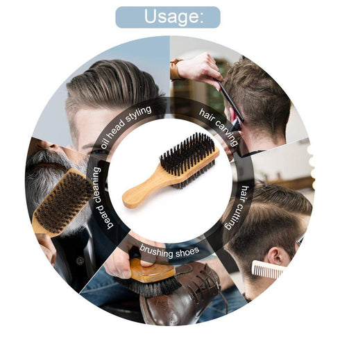 ZJchao Double Sided Beard Brush, Men's Mustache Brush with Wooden Handle, Bristle Nylon Mustache Comb for Beard Care