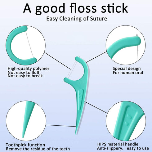 FAMILIFE 240 Count Mint Floss Picks, Dental Floss Cleaner with 4 Travel Cases, Helps Fight Tooth Decay