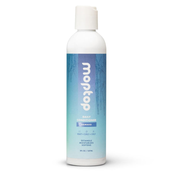 MopTop Daily Curly Hair Conditioner - 8 oz Bamboo, Moisturizer for Dry, Damaged Hair & Frizz Reduction