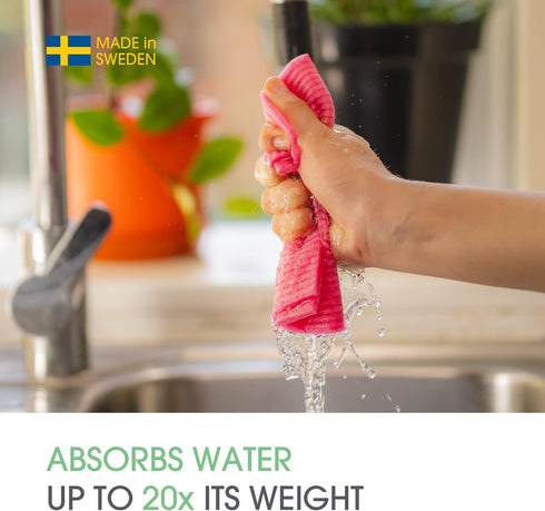 Premium Swedish Dishcloths for Kitchen (10 x Watermelon), Eco-Friendly, Reusable, Absorbent, Cellulose & Cotton