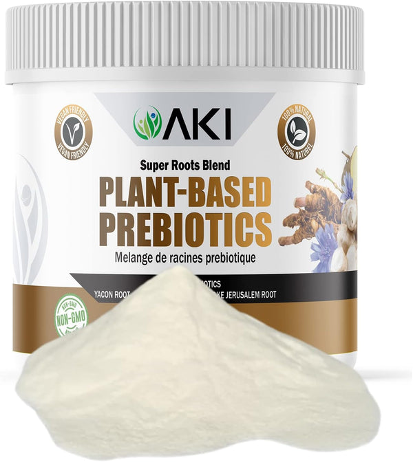 AKI Plant-Based Prebiotic Blend - 6 oz / 170 g, Ideal Source of FOS & Inulin for Intestinal Flora & Immunity, Vegan