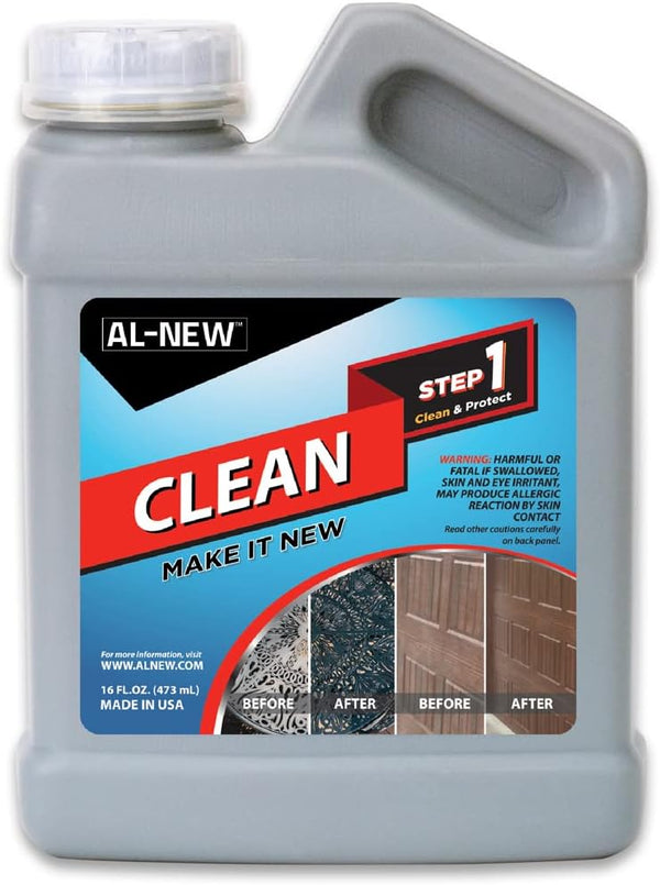 AL-NEW Step 1 Clean, Cleaning Solution for Outdoor Patio Furniture, Garage Doors, 16 Ounce
