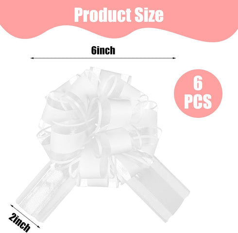 InnoHHustle 6 6 Inches PCS Large Pull Bows, White Gift Bow Large Ribbon Bows for Gift Wrapping Wedding Christmas