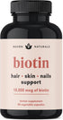 Hair Vitamins - Biotin 10000 mcg with Vitamin A, E, C, D & Adaptogens for Hair, Skin & Nails, 60 Capsules