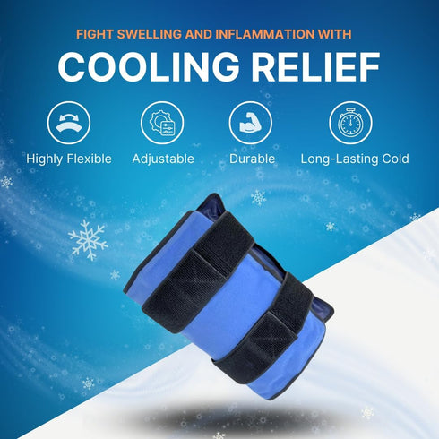 FlexiKold Large Reusable Gel Ice Pack with Straps – Flexible Cold Compress for Injuries, Medical Ice Wrap, Standard